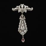 Ladies' Edwardian Platinum, Ruby and Diamond Pendant/Pin/Brooch