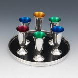 Gorham Sterling Silver and Enamel Cordial on Tray
