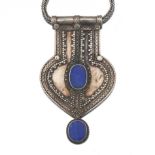 Custom Made Sassianan Style Sterling Silver and Lapis Lazuli Necklace