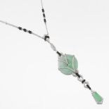Art Deco Style Diamond, Jade and Onyx Necklace