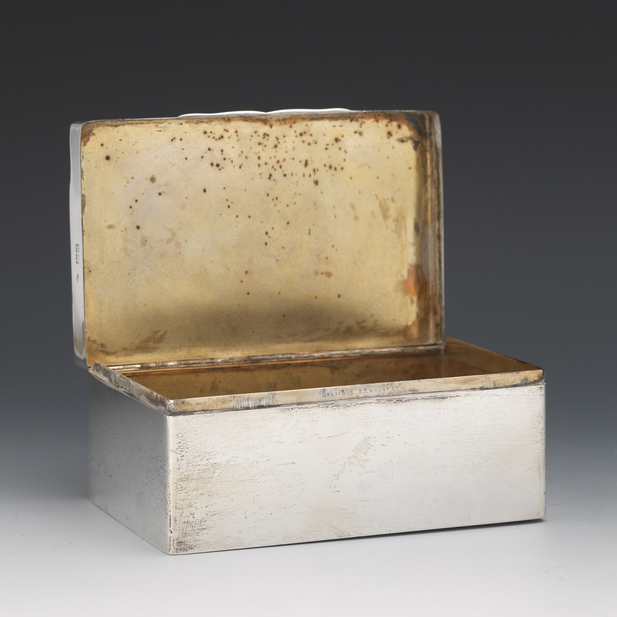 English Sterling Silver And Antique Brocade Box, Retailed by Dreyfous, London, ca. 1899 - Image 7 of 9