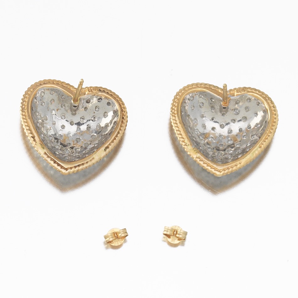 A Pair of Diamond Heart Earrings - Image 5 of 5