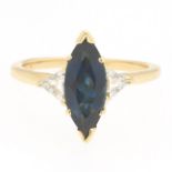 Ladies' Gold, Blue Sapphire and Diamond Ring