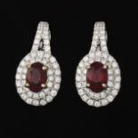 Ladies' Gold, Ruby and Diamond Pair of Earrings