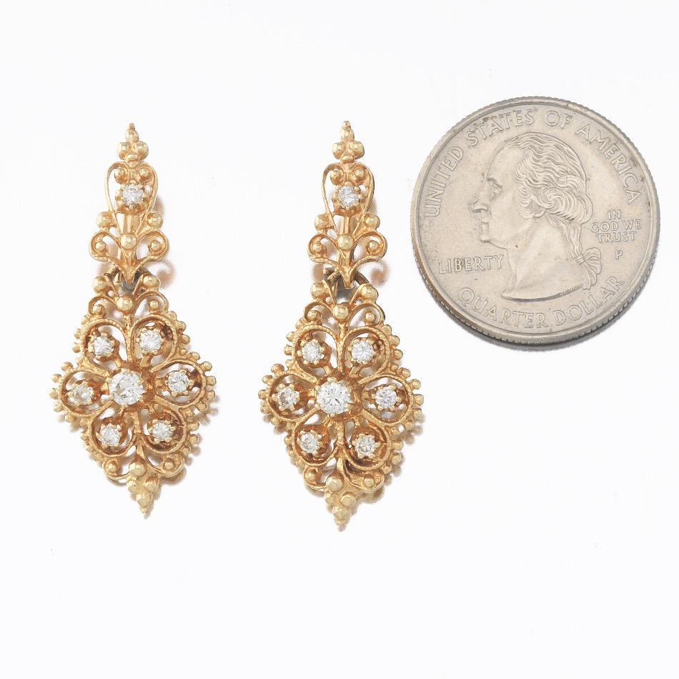 Ladies' Victorian Gold and Diamond Pair of Earrings - Image 2 of 4