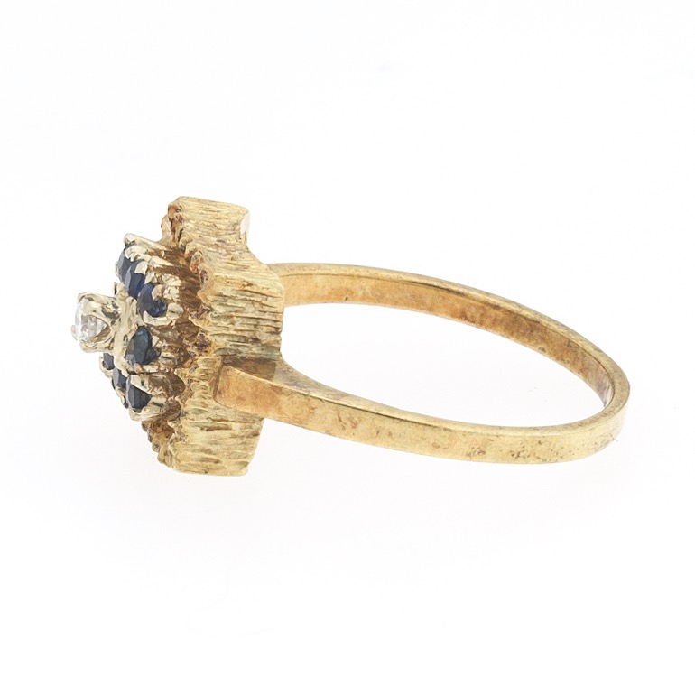 Ladies' Retro Gold, Blue Sapphire and Diamond Ring - Image 3 of 7