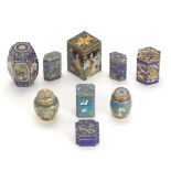 Nine Chinese CloisonnÃ© Enameled Miniature Boxes