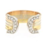 Ladies' Cartier Style Tri-Color Gold and Diamond Band