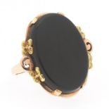 Ladies' Retro Gold and Black Onyx Ring