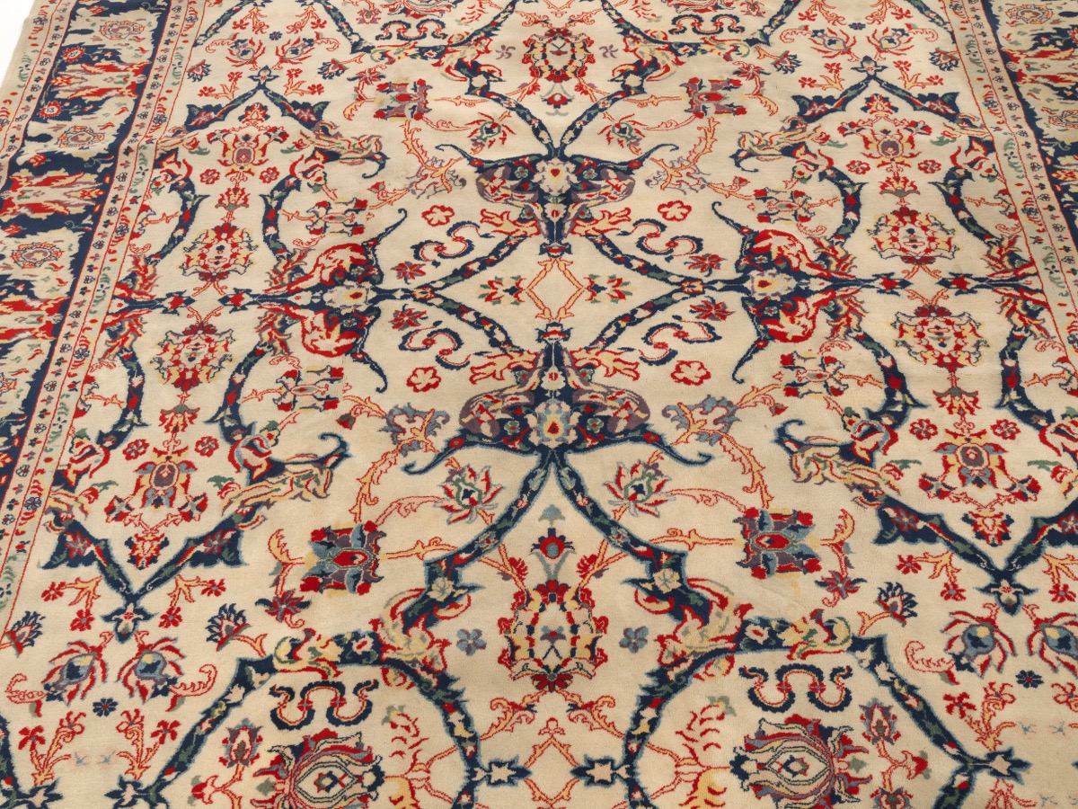 Vintage Fine Hand Knotted Tabriz Ivory Carpet - Image 3 of 7
