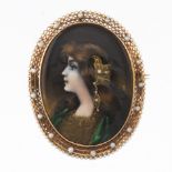 Ladies' Victorian Gold, Seed Pearl and Enamel Pin/Brooch/Pendant