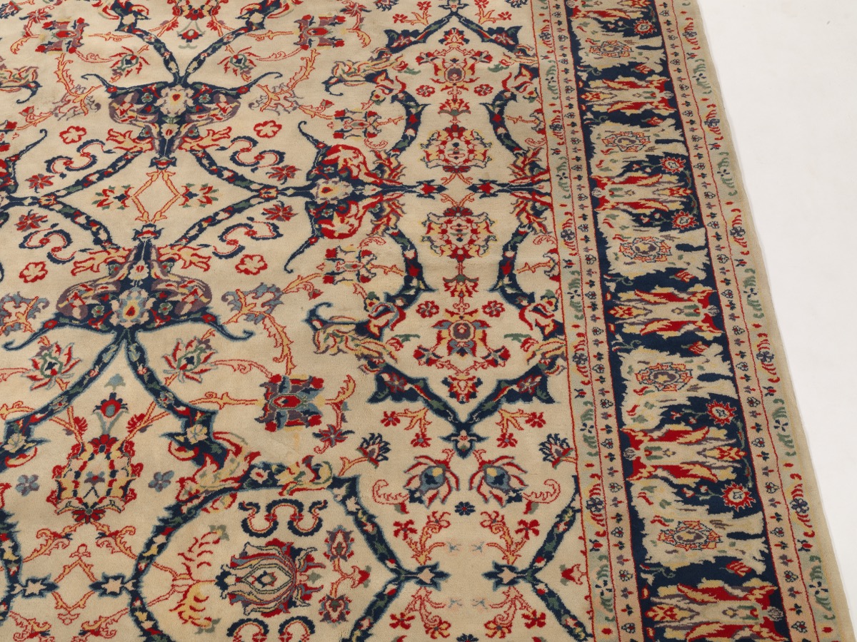 Vintage Fine Hand Knotted Tabriz Ivory Carpet - Image 2 of 7