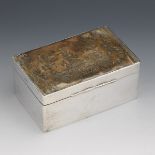 English Sterling Silver And Antique Brocade Box, Retailed by Dreyfous, London, ca. 1899