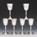 Six Sterling Silver Sanborns Wine Goblets