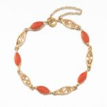 Ladies' Vintage Gold and Coral Bracelet