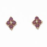 Ladies' Gold, Ruby and Diamond Pair of Earrings