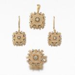 Ladies' Gold and Diamond Ring and Earrings Suite