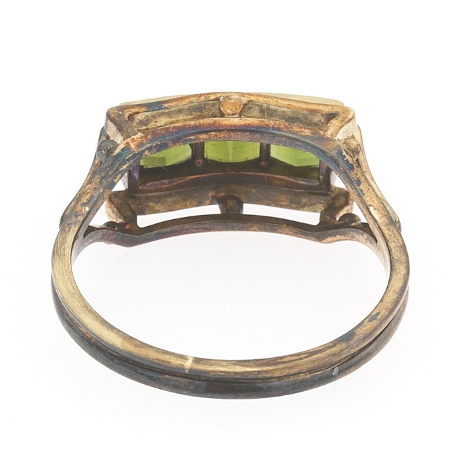 Victorian Kurtz Blackened Two-Tone Gold and Green Tourmaline Ring - Image 4 of 7