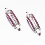 A Pair of Cartier Style Ruby Cufflinks