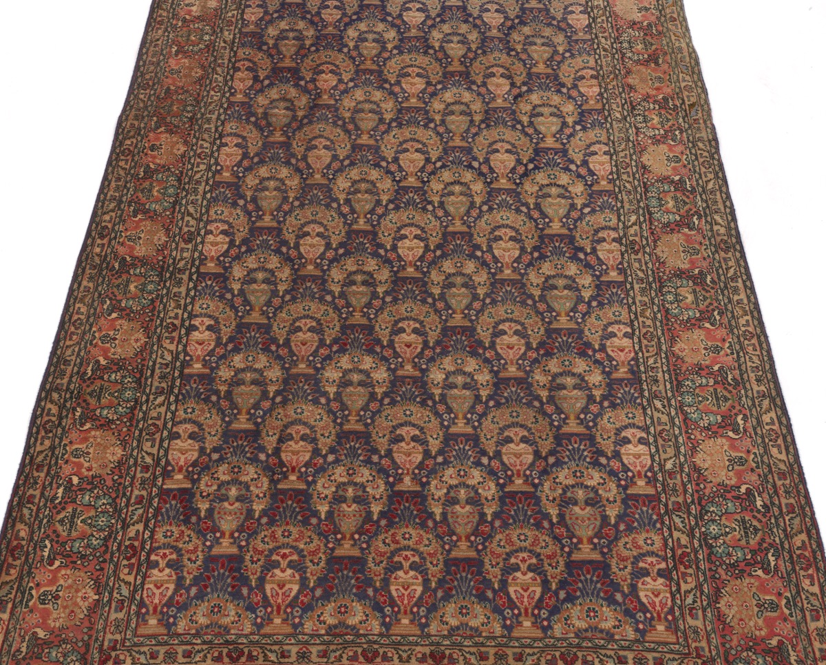 Very Fine Rare Semi-Antique Hand Knotted Tabriz Zel-e-Sultan Flower Vase Pictorial Carpet - Image 2 of 4