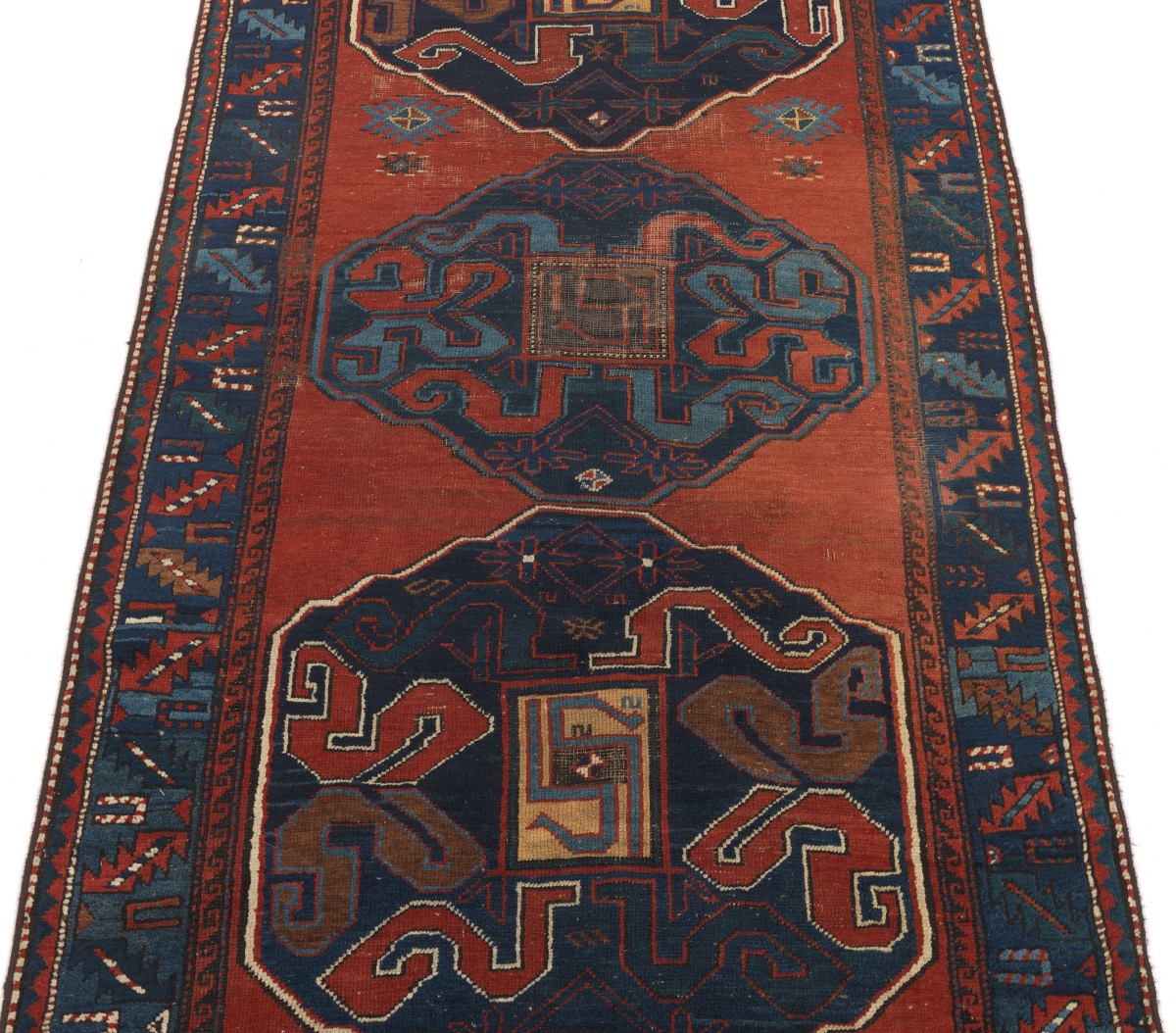 Very Fine Rare Antique Hand Knotted "Triple Eagle" Kazak Carpet, ca. 1890/1900 - Image 2 of 4