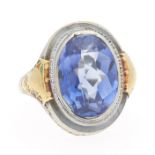 Ladies' Edwardian Two-Tone Gold and Blue Topaz Ring