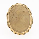 Ladies' Victorian Gold and Cameo Carved Lava Ring
