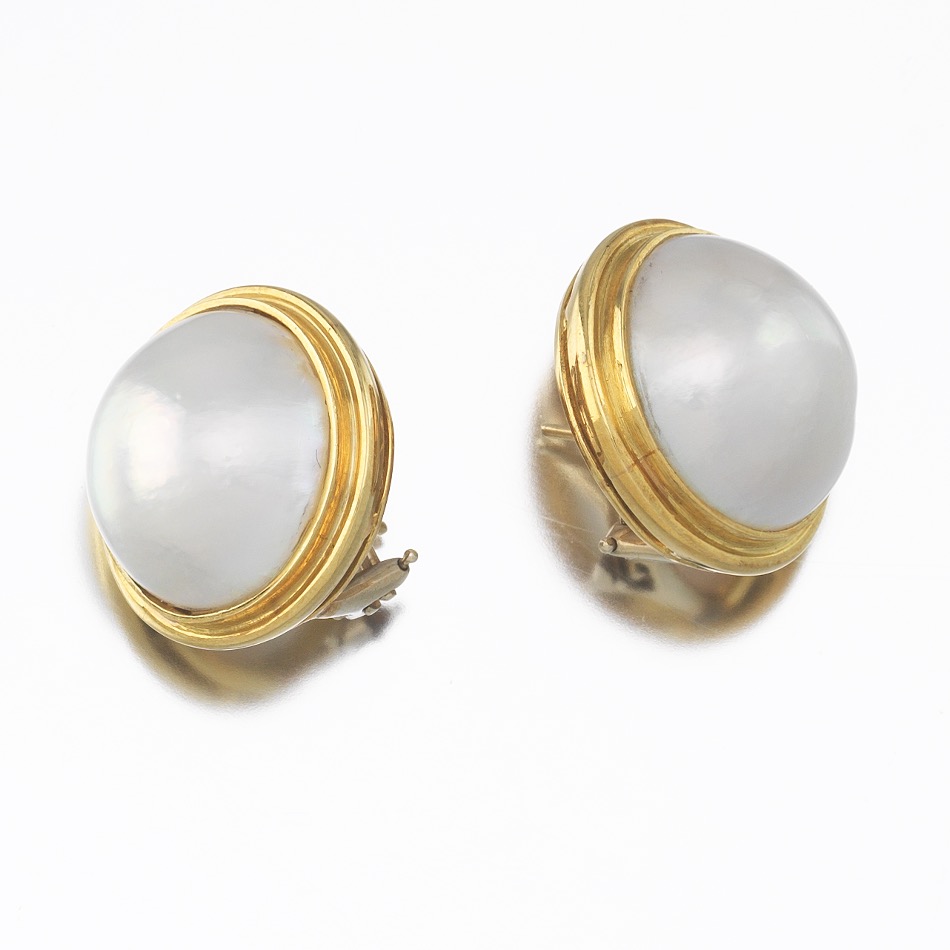 Ladies's Pair of Gold and Mabe Pearl Earrings - Image 5 of 7