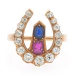 Ladies' Diamond, Ruby and Sapphire Ring