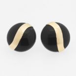 Ladies' Gold and Black Onyx Earrings