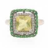 Ladies' LeVian Gold, Lemon Quartz, Green Garnet and Diamond Fashion Ring