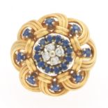 Ladies' Vintage Gold, Diamond and Blue Sapphire Ring