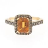 Ladies' LeVian Gold, Amber Citrine and Cognac Diamond Ring