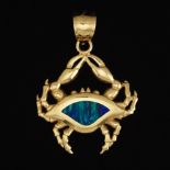 Gold and Black Opal Crab Pendant