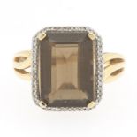 Ladies' Gold, Smoky Quartz and Diamond Ring