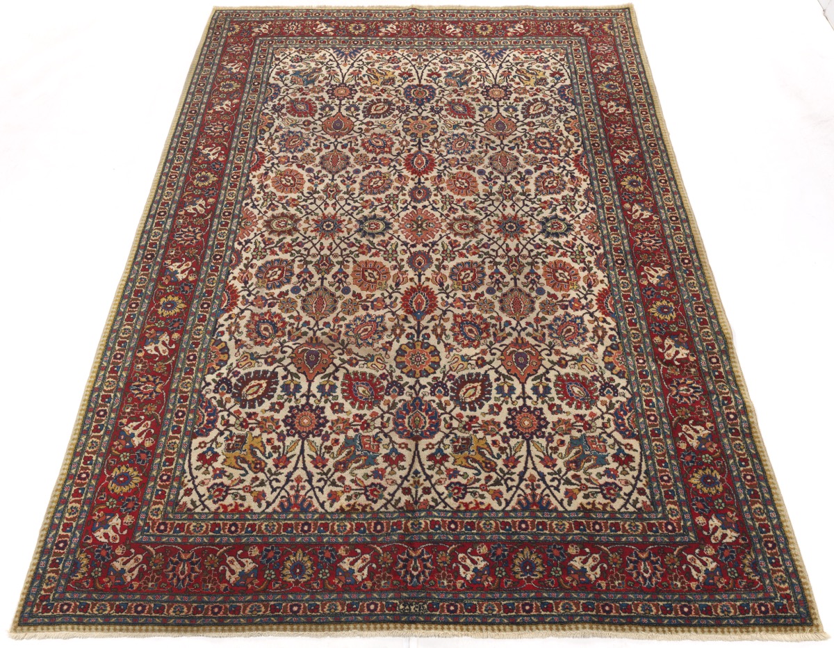 Fine Semi-Antique Hand Knotted Signed Tabriz Carpet