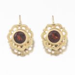 Ladies' Victorian Gold and Garnet Pair of Earrings