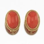 Ladies' Vintage Gold and Coral Pair of Earrings