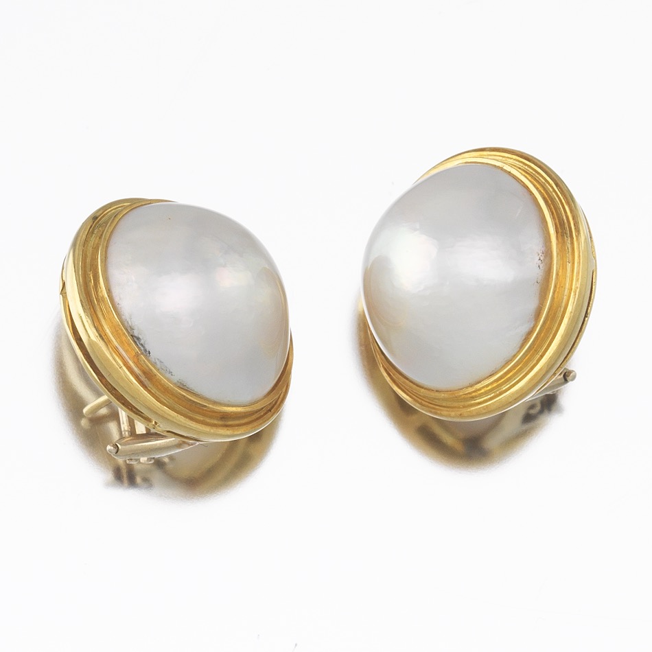 Ladies's Pair of Gold and Mabe Pearl Earrings - Image 4 of 7