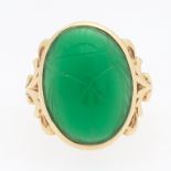Ladies' Retro Gold and Green Chalcedony Scarab Ring