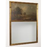 19th Century Trumeau Mirror with Landcape Painting