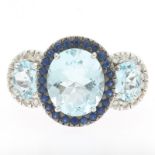Ladies' Aquamarine Sapphire and Diamond Ring