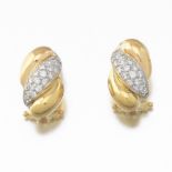 Ladies' Italian Gold and Diamond Pair of Earrings