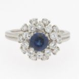 Cartier Platinum, Blue Sapphire and Diamond Ring