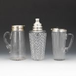 Oversized Party Cocktail Shaker Two Silver Rim Pitchers