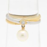 Ladies' Two-Tone Gold, Pearl and Diamond Band