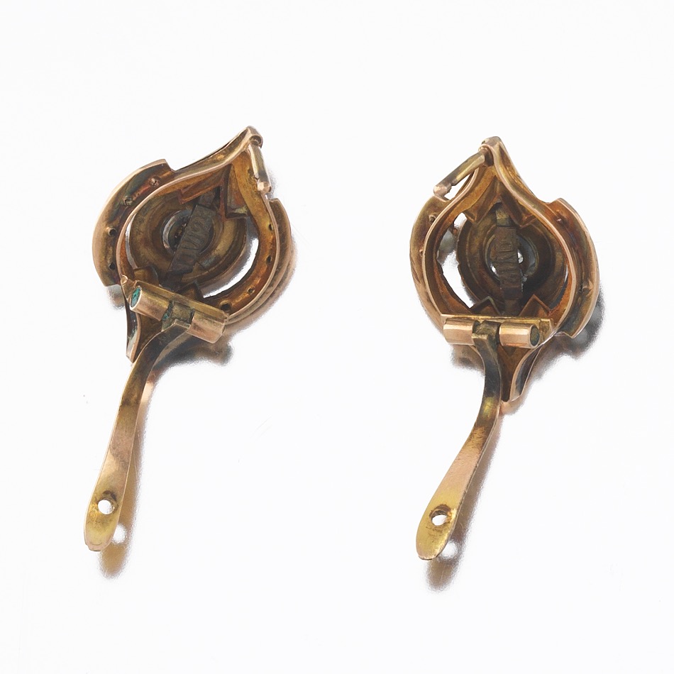 Ladies' Victorian Rose Gold, Seed Pearl and Clear Stone Pair of Earrings - Image 6 of 6