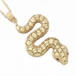 Ladies' Italian Gold and Ruby Serpent Pendant on Chain