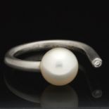 Ladies' Artisan Gold, Pearl and Diamond Ring