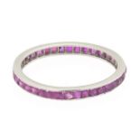 Ladies' Art Deco Platinum and Ruby Eternity Band